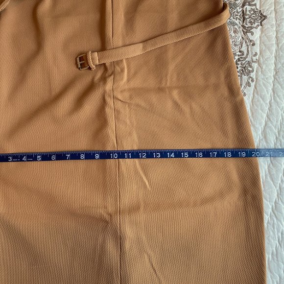 DVF Maizah front-zip belted sheath dress tan camel 12 - Picture 7 of 13